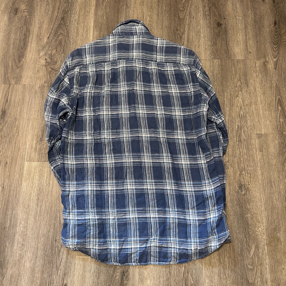 Faherty Blue Plaid Flannel Button Down Shirt Size… - image 8